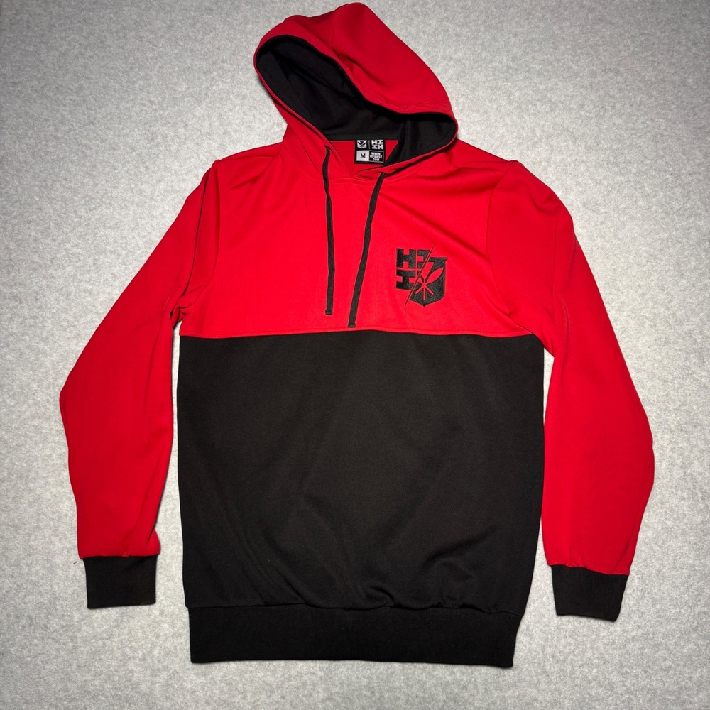 HI Finest Mens Colorblock Hoodie Red Black Logo Streetwear Sweatshirt Size‎ M